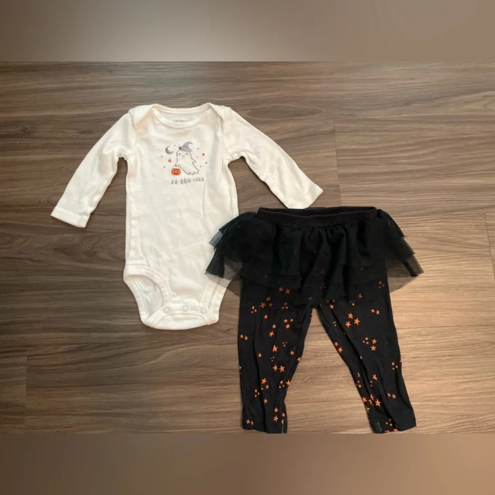 Carters Baby Girl Halloween Bodysuit and tutu Leggings Set size 6M
